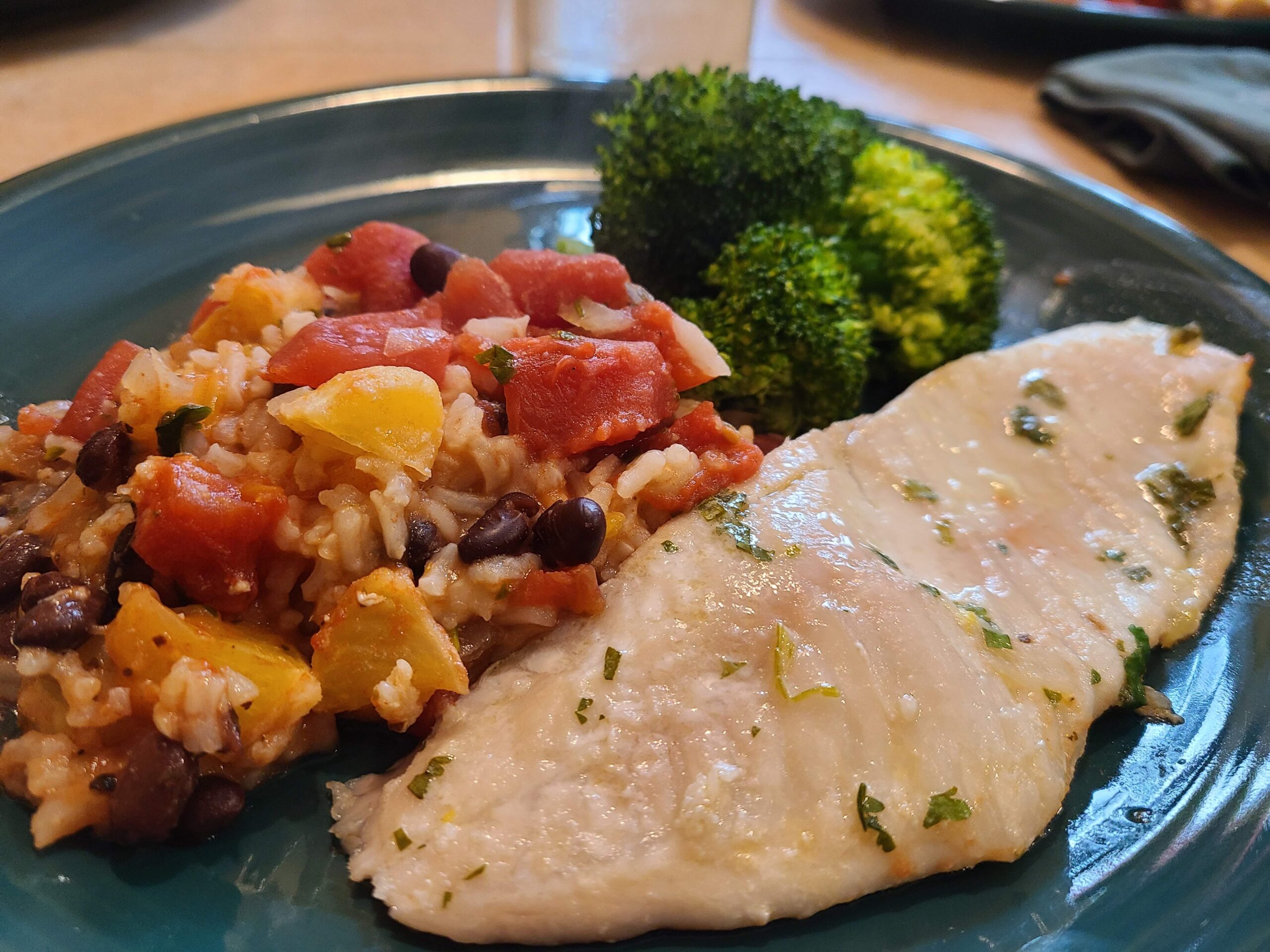 Costa Rican Talapia with Orange & Tomato Rice and Beans Costa Rica